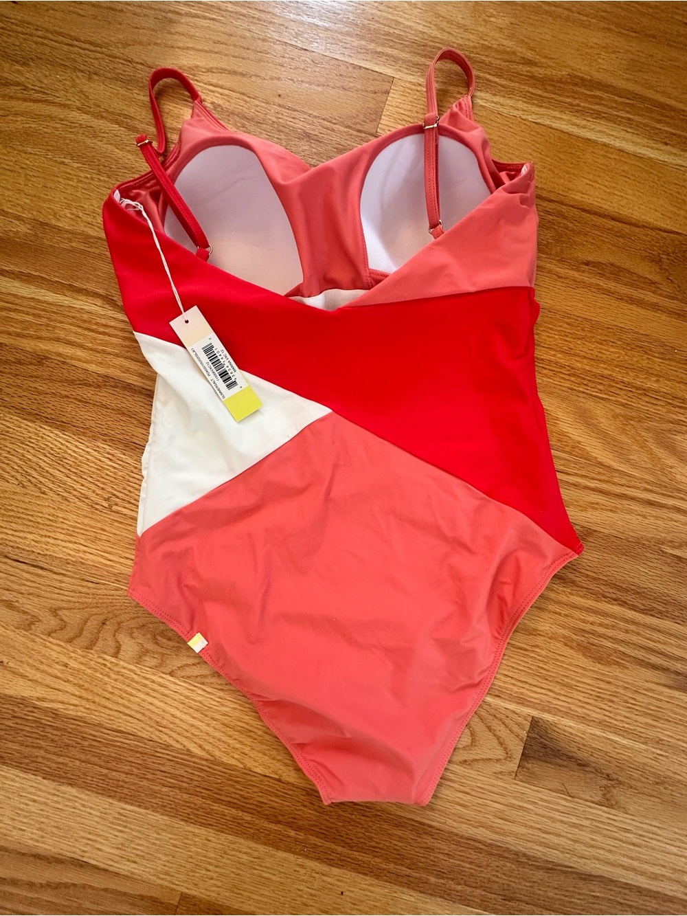 summersalt Marina Colorblock Red, Coral Pink & White One-Piece Swimsuit - Picture 2 of 6
